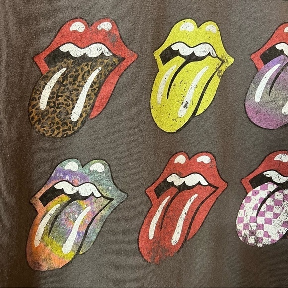 The Rolling Stones | Multi Logo Tongue Graphic Band Tee Boyfriend T-Shirt Size L - Picture 5 of 9
